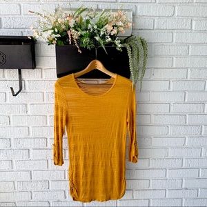 Blu Planet Mustard Yellow Ribbed Tunic Top Size Medium